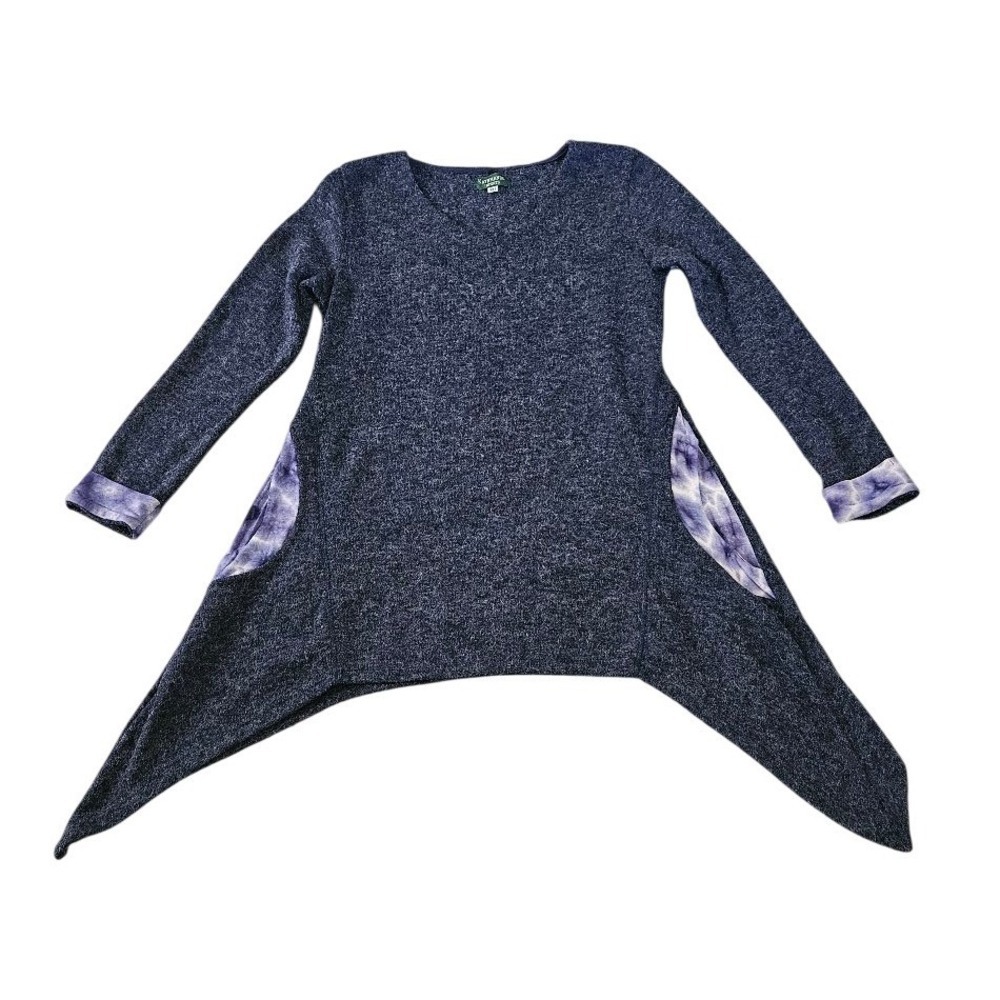 Kathmandu Imports Tunic Sweater XS / Small Blue Marled Artsy Tie Dye Pockets